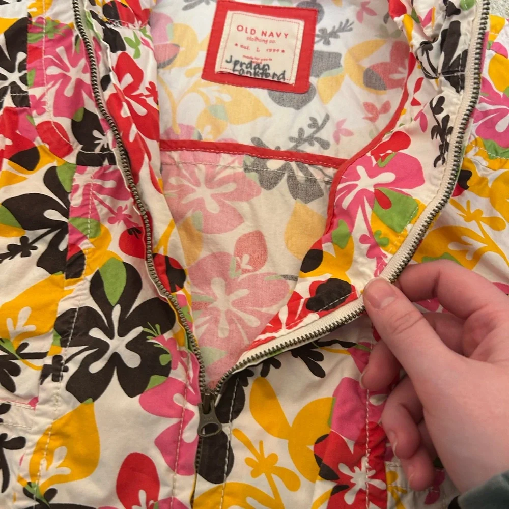 Old Navy 2008‎ Vintage Y2K Floral Girls Kids Jacket Size Large 100% Cotton